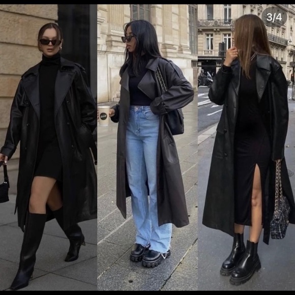 ZARA faux leather longline trench - Picture 3 of 6